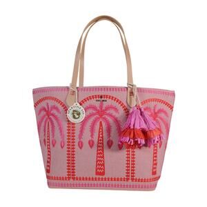 Spartina 449 Fiesta Embroidered Tote Bag- Richmond Hill Pink Palms - NWT